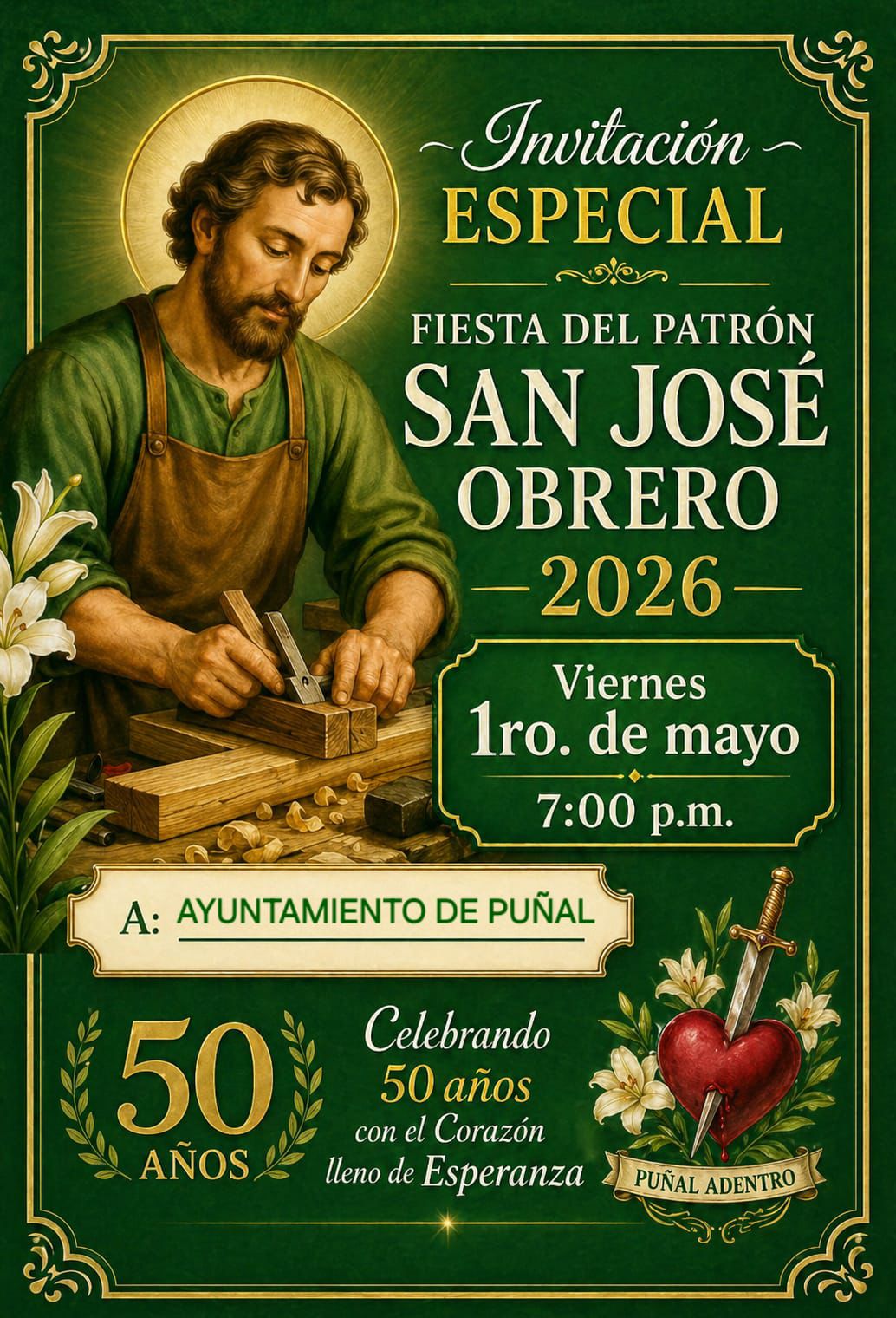 30 ABRIL, INVITACIÓN IGLESIA SAN JOSÉ OBRERO